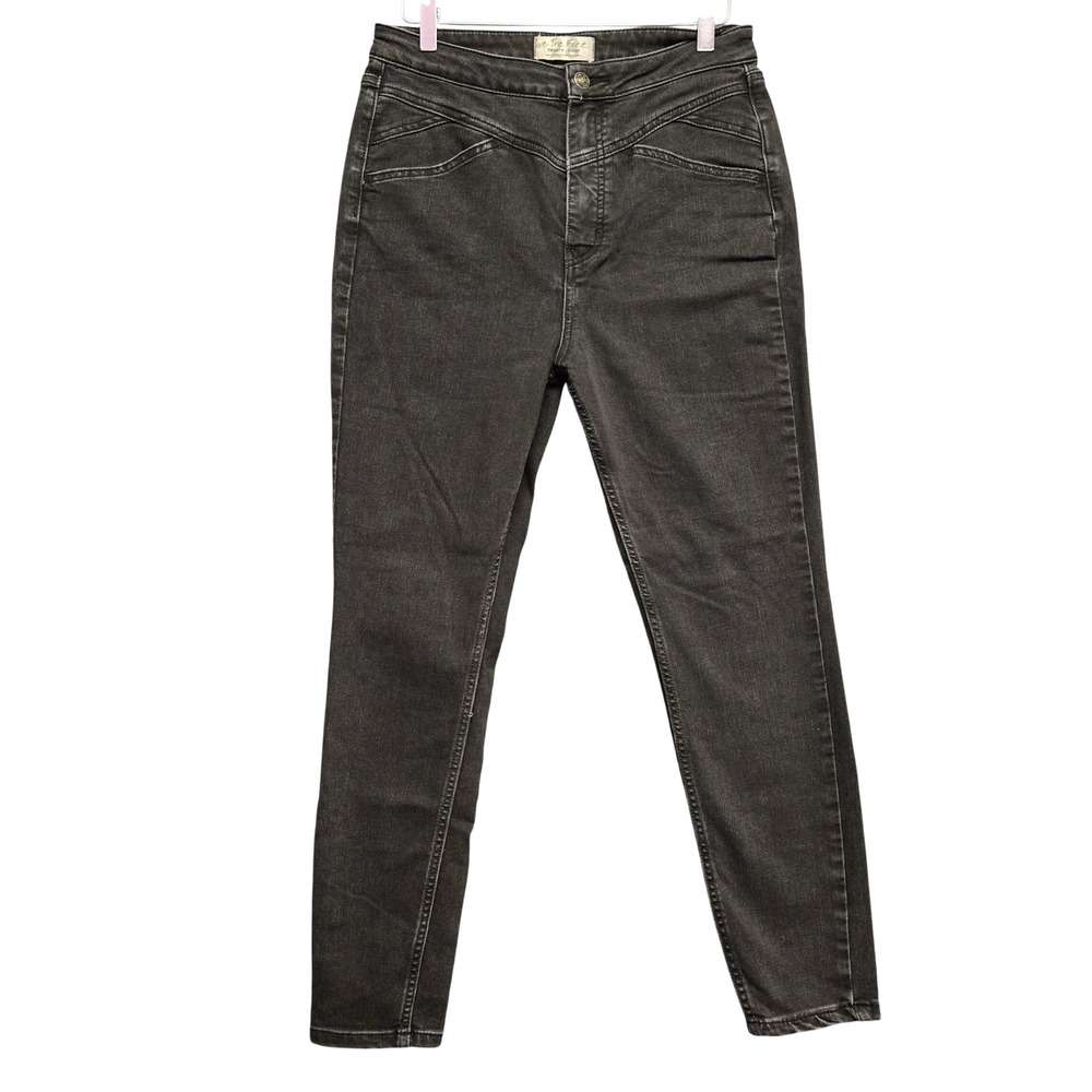 We‎ The Free Jeans Women 28 Black High Rise Skinny Western Yoke Seam Slim Denim